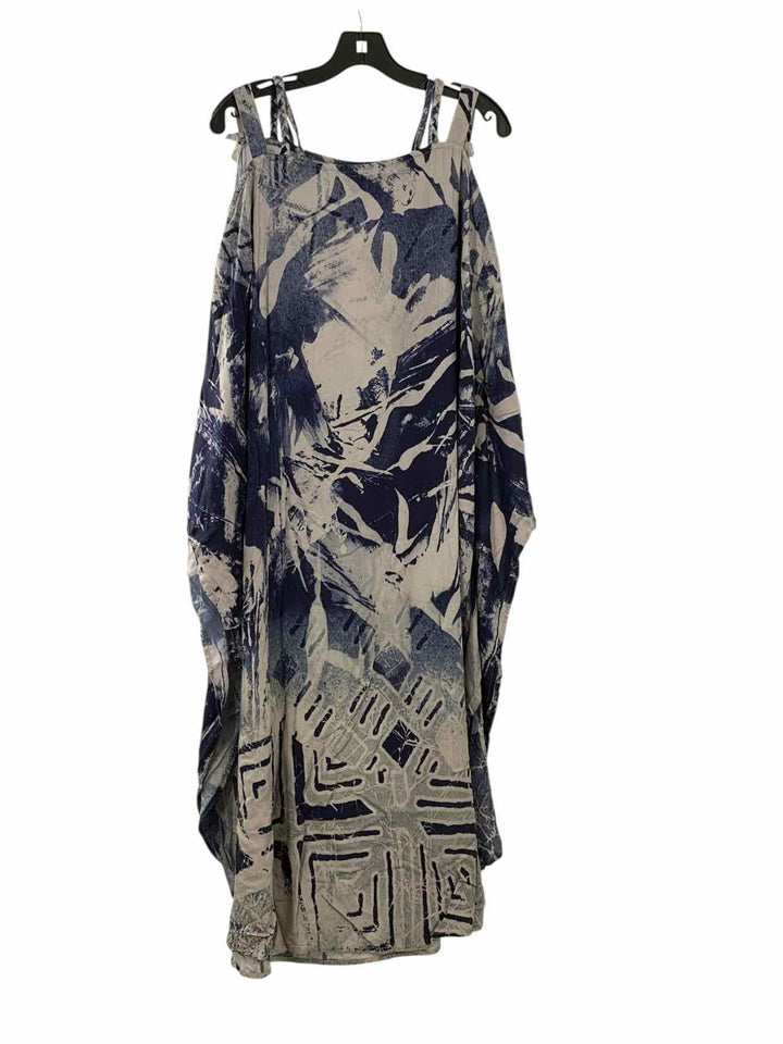 Soft Surroundings Size L Blue Grey Print Dress