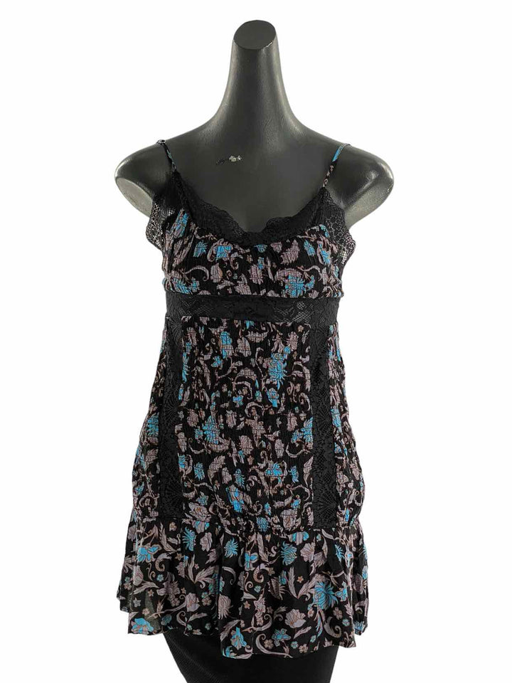 Free People Size XS Black Purple Print Dress