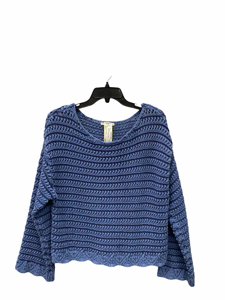 American Eagle Size L Blue crochet 60% Cotton Sweater