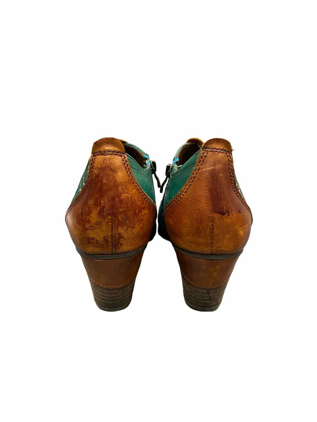 L'Artiste Shoe Size 40 Teal Brown Leather Arabella Boots(Ankle)