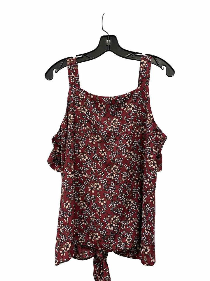 Studio B by Bobeau Size L Marroon Floral Tank Top