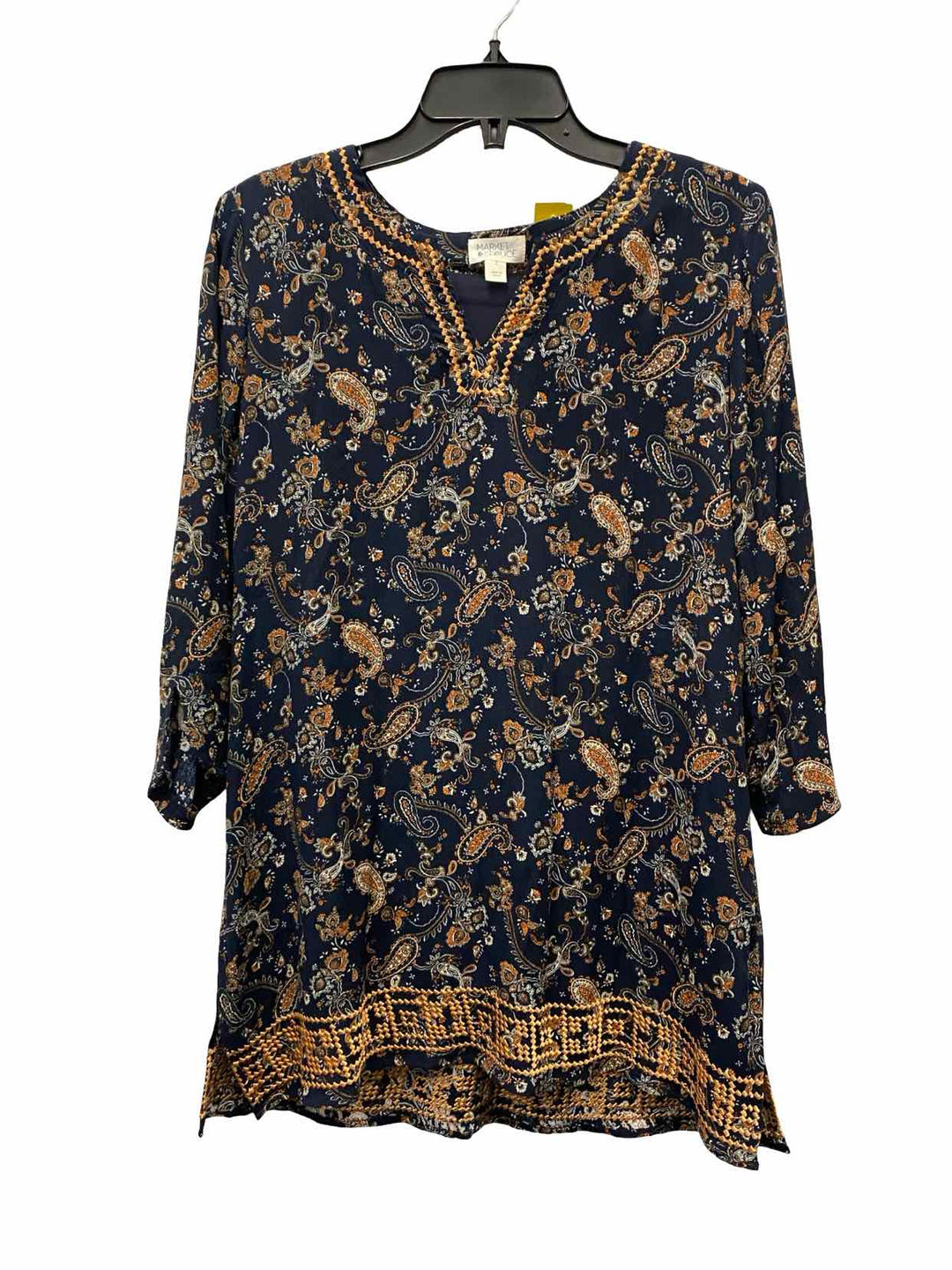 Market & Spruce Size S Navy Multi Print Long Sleeve Shirts