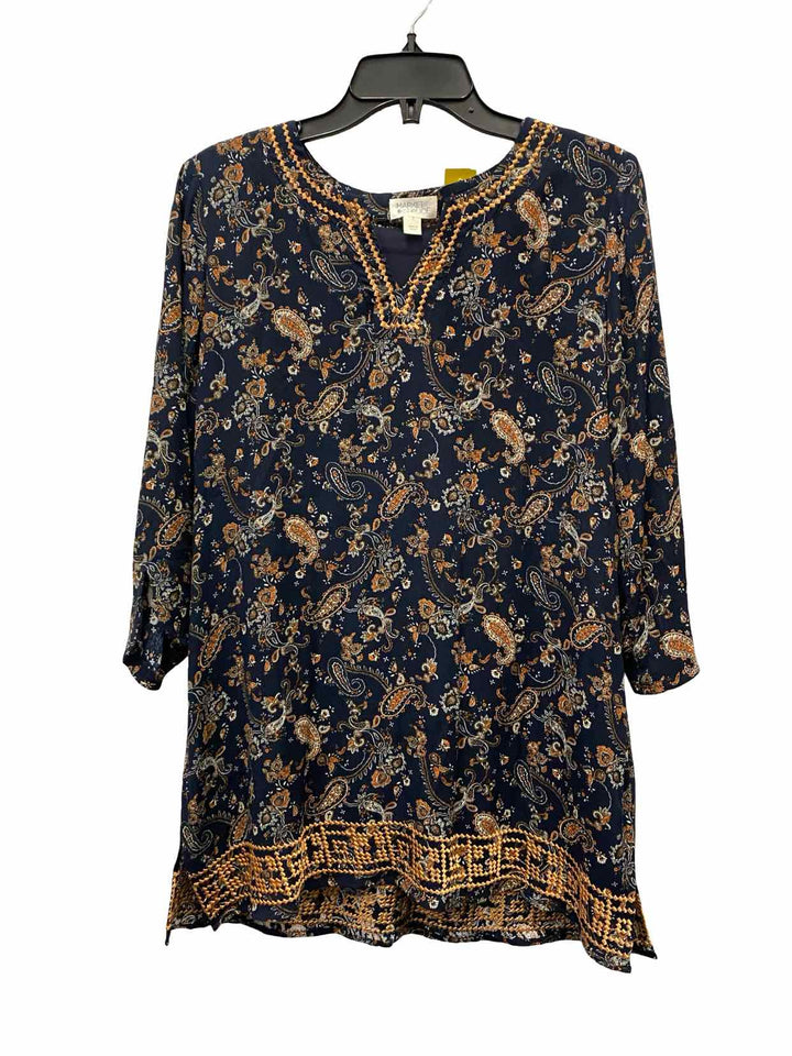Market & Spruce Size S Navy Multi Print Long Sleeve Shirts
