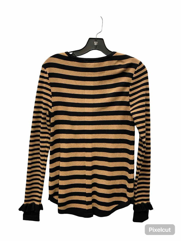 Cabi Size M Brown Black Striped 77% cotton Sweater