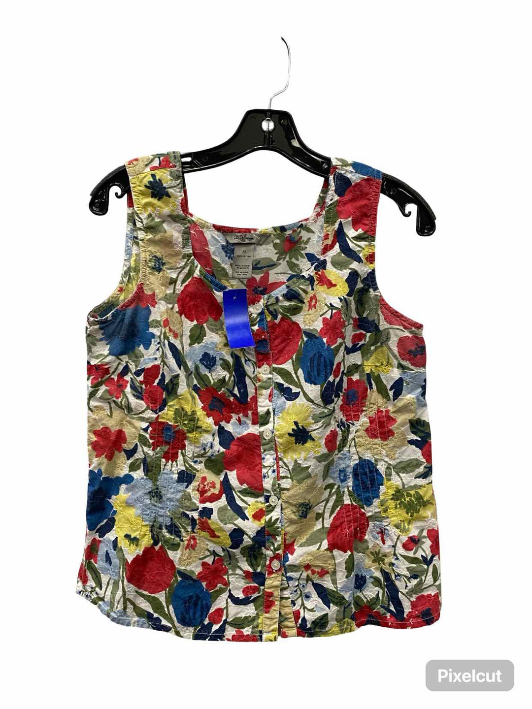 iB Diffusion Size M Red Multi Floral 100% cotton Tank Top