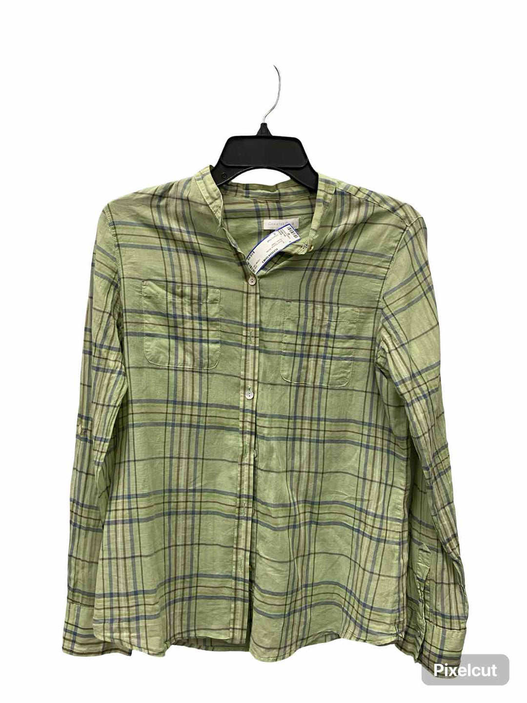 Charter Club Size 4 Green Plaid Short Sleeve Shirts