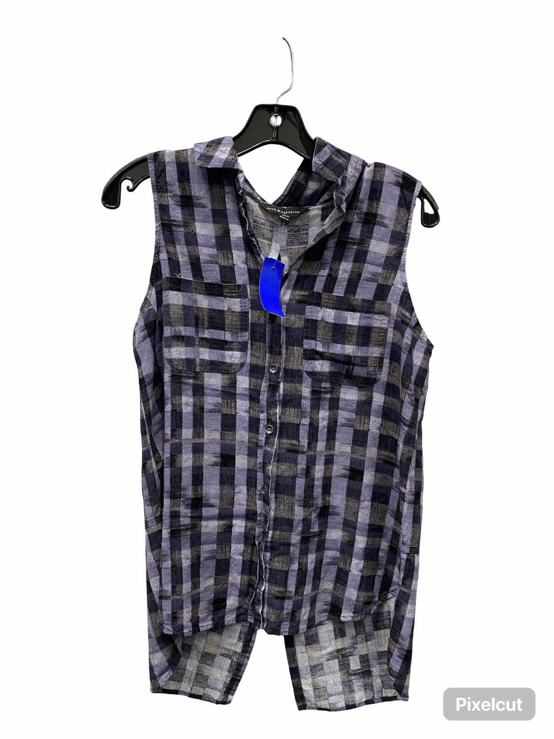 Rock & Republic Size M Black Purple Plaid Tank Top
