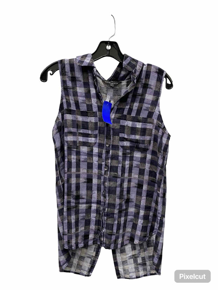 Rock & Republic Size M Black Purple Plaid Tank Top