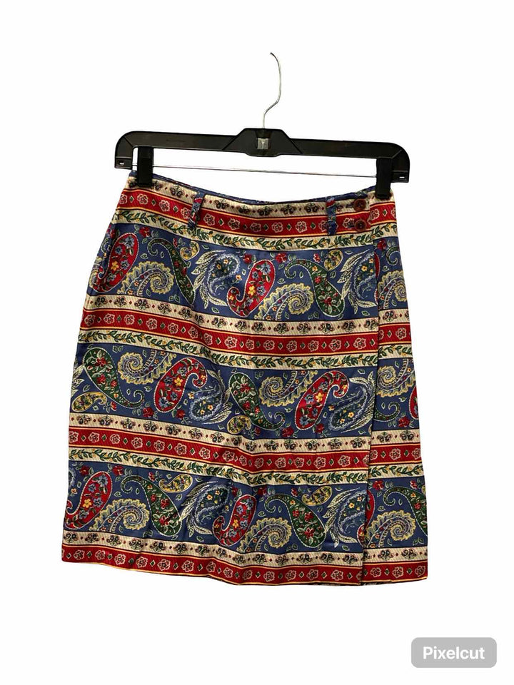 Talbots Size 6P Print 100% Rayon Skirt