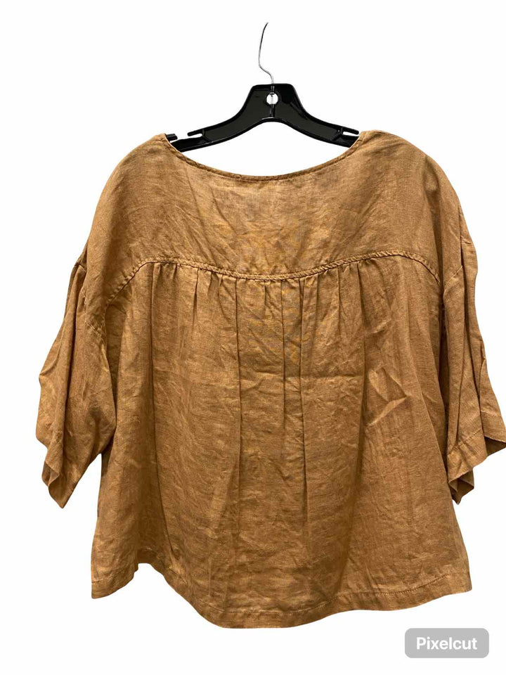 Neuflora Size S Brown 100% Linen Long Sleeve Shirts