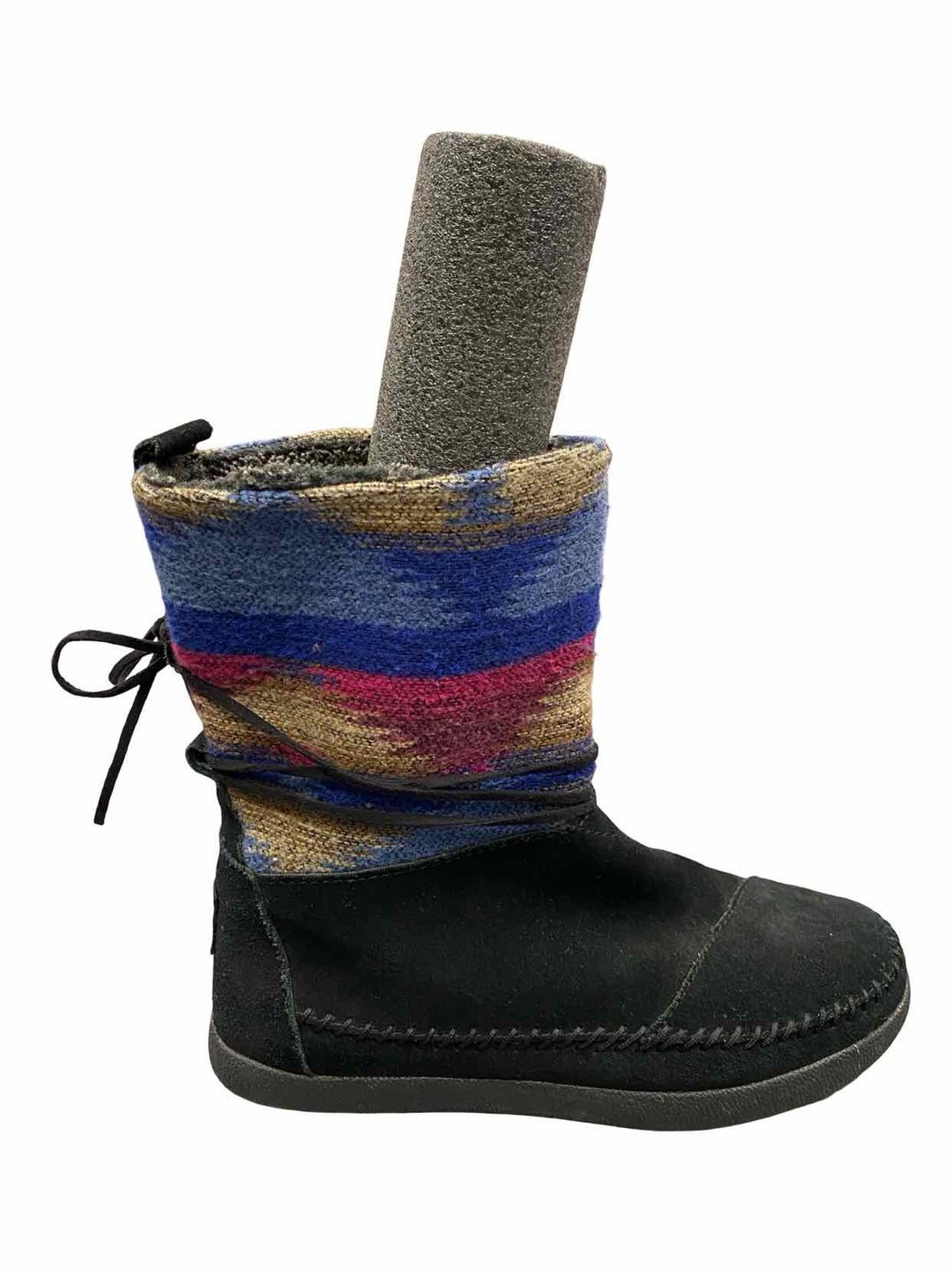 Toms Shoe Size 7 Black Leather Nepal Boots(Ankle)