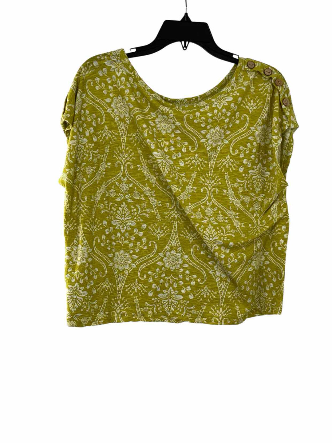 Joie Size L Green White Print Linen Blend Short Sleeve Shirts