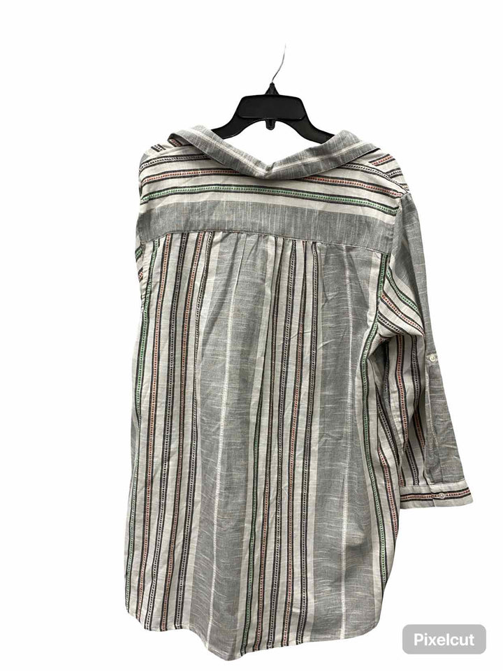 Cafe Marrakesh Size XL White Black Print 100% cotton Long Sleeve Shirts