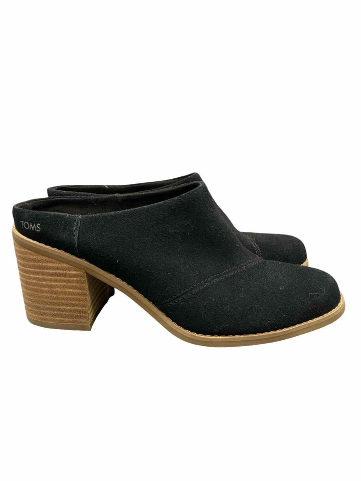 Toms Shoe Size 8 Black Suede Heels