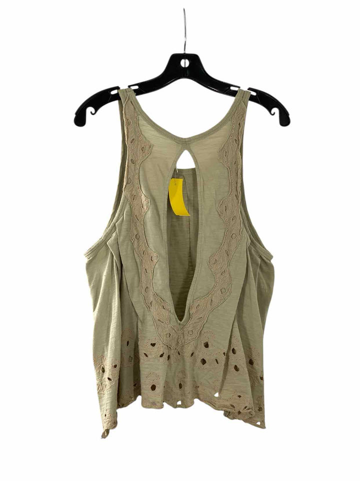 Free People Size S Olive Embroidered Tank Top