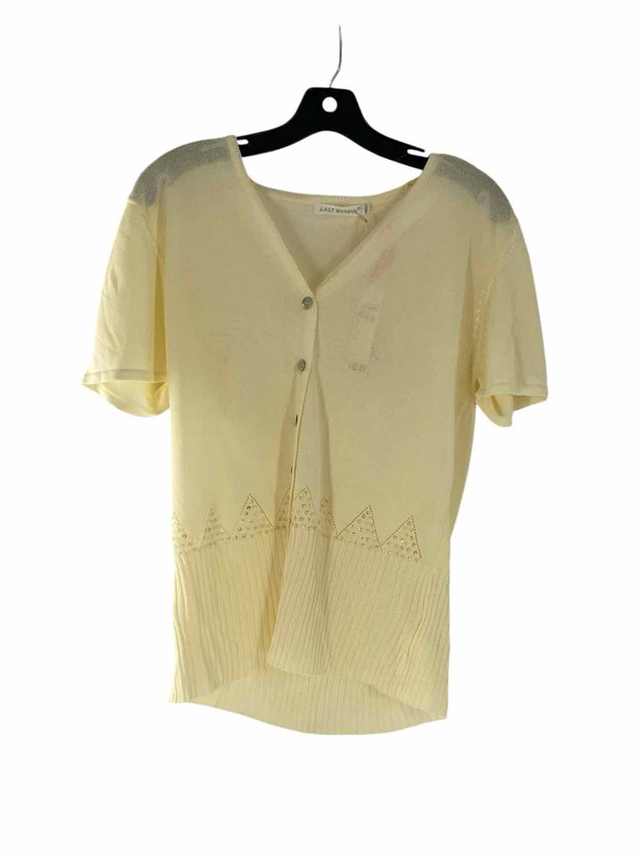 Last Woman Size L Cream Embellished Cardigan Short Sleeve Shirts