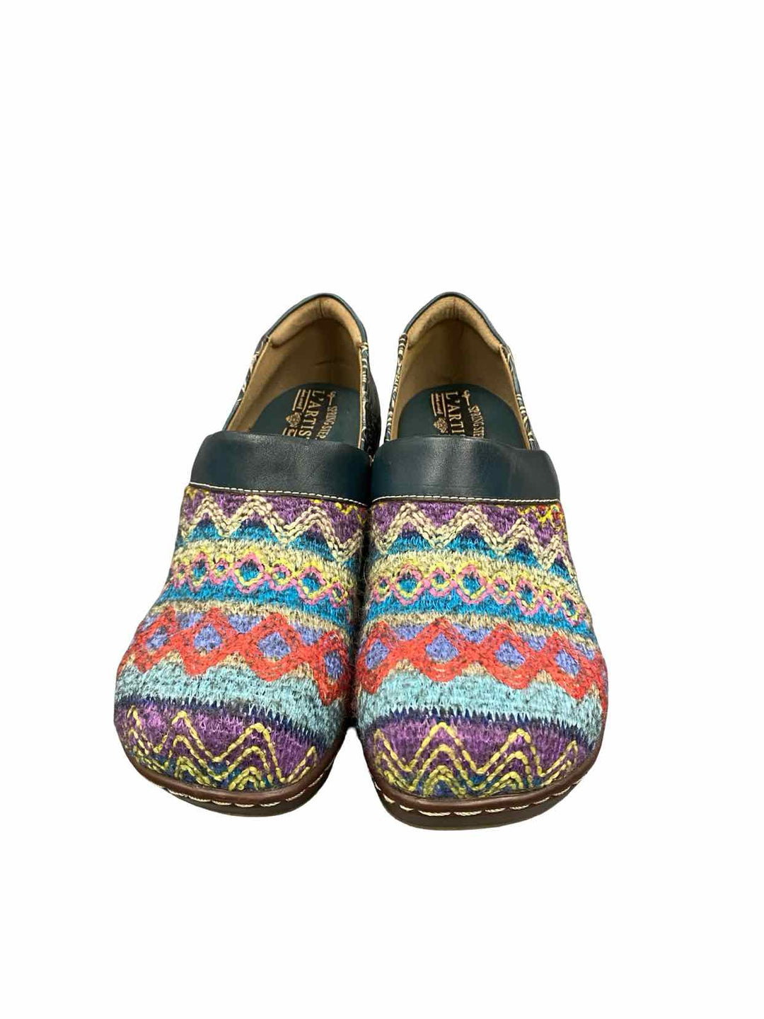 L'Artiste Shoe Size 39 Multi-Color Leather Floral Zagabank Clogs