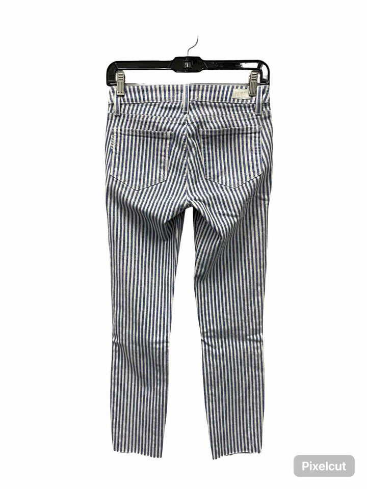 Paige Size 24 Blue White Stripes 98% Cot 2% Span Pants