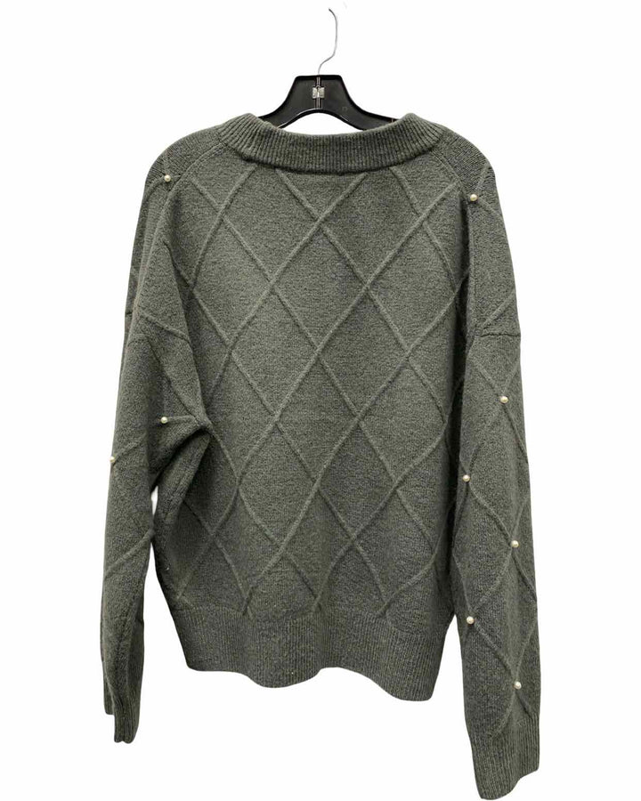 Ann Taylor Size XL Green Beaded Sweater