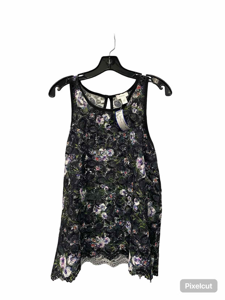 INARI Size L Black Purple Lace Tank Top