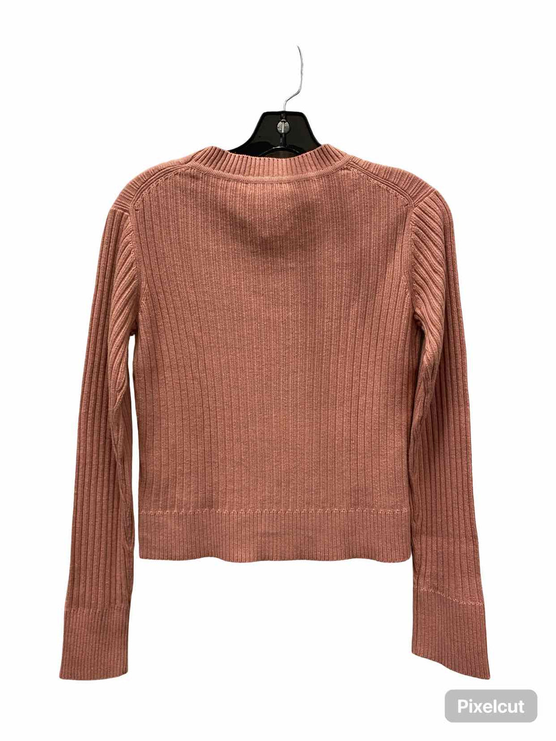 One Grey Day Size S Pink Ribbed 95% Cotton 5% Cashmere Sweater