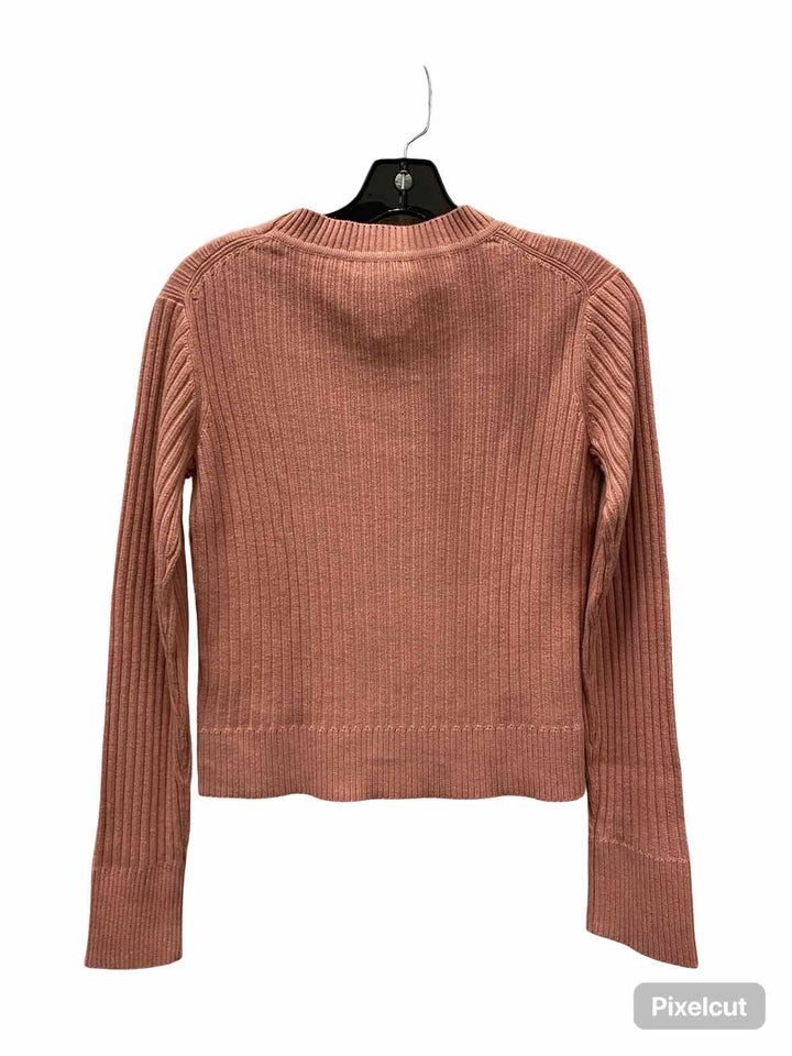 One Grey Day Size S Pink Ribbed 95% Cotton 5% Cashmere Sweater