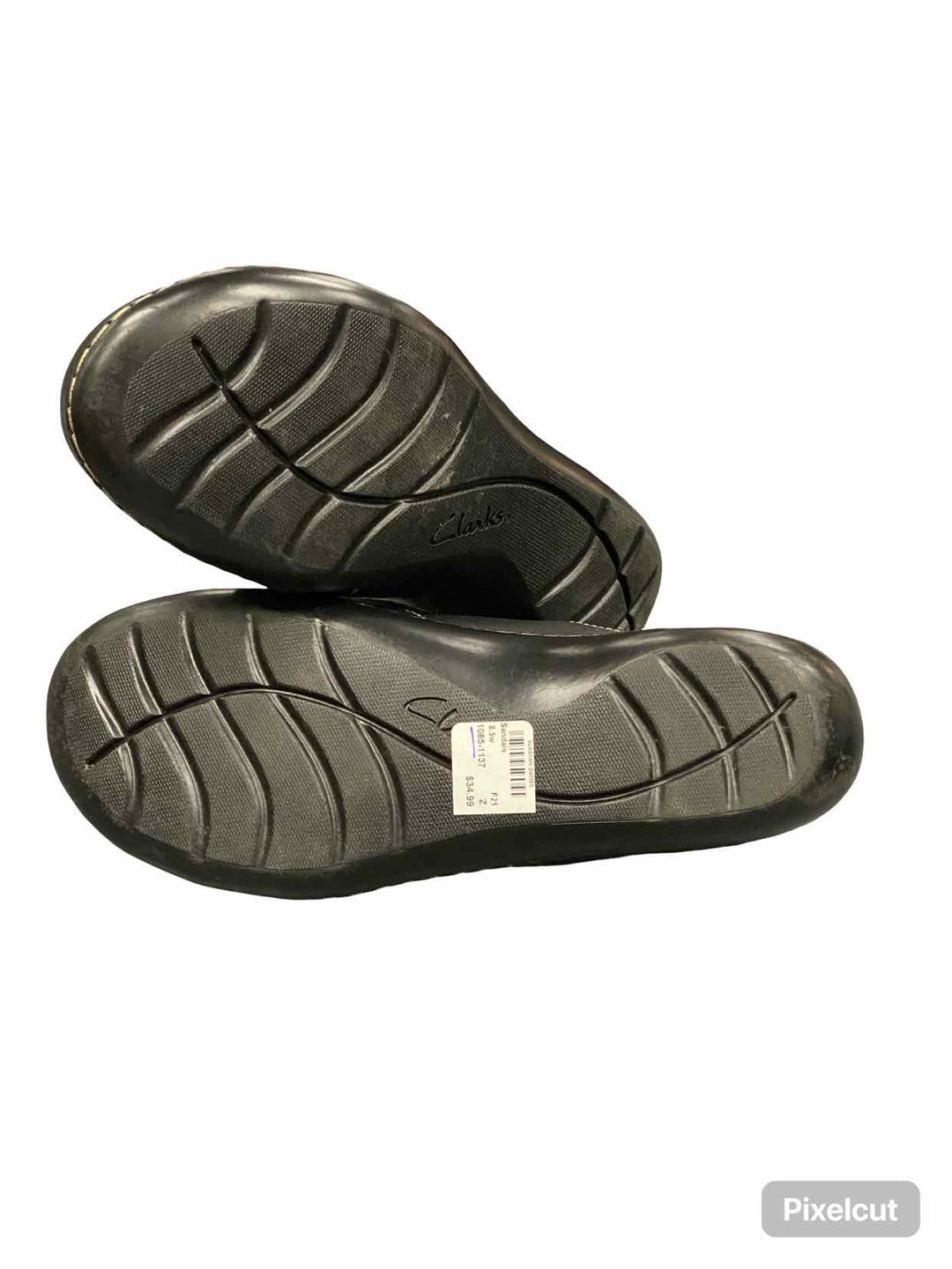 Clarks Shoe Size 8.5w Black Leather Ashland Spin Q Sandals