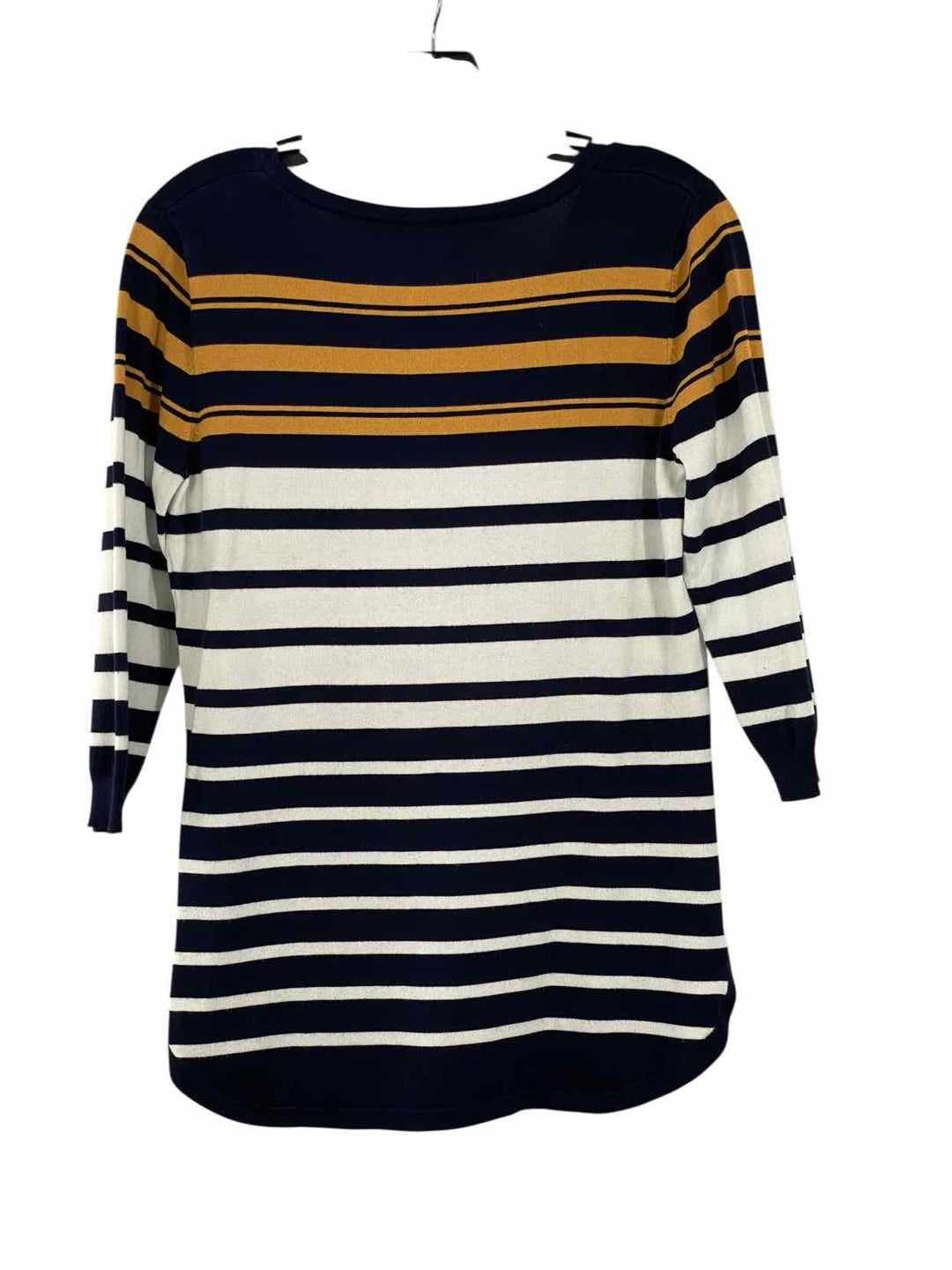 Lety & Me Size M Navy White & Brown Stripes Sweater