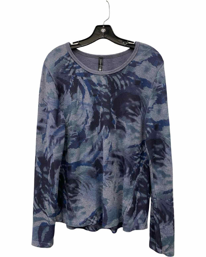 Stone Flowers Size XL Blue Print Long Sleeve Shirts