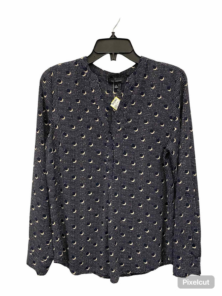 The Limited Size M Blue Cream Print Long Sleeve Shirts
