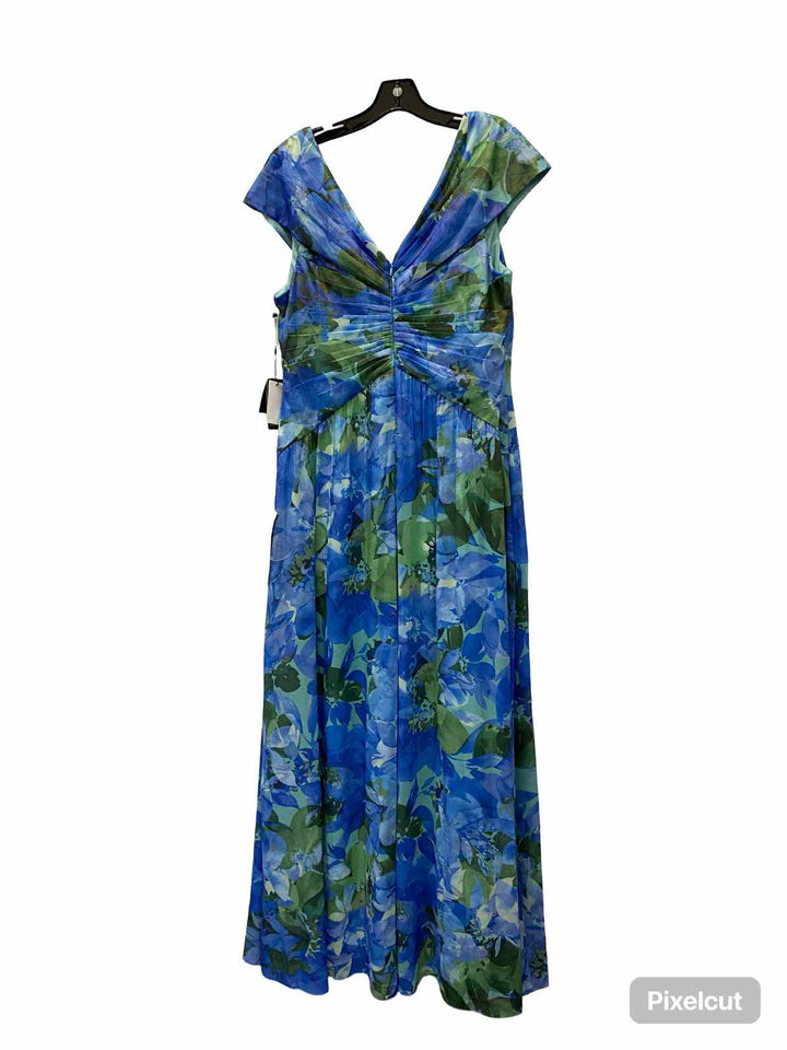 Adriana Papell Size 14 Blue Green Floral Dress