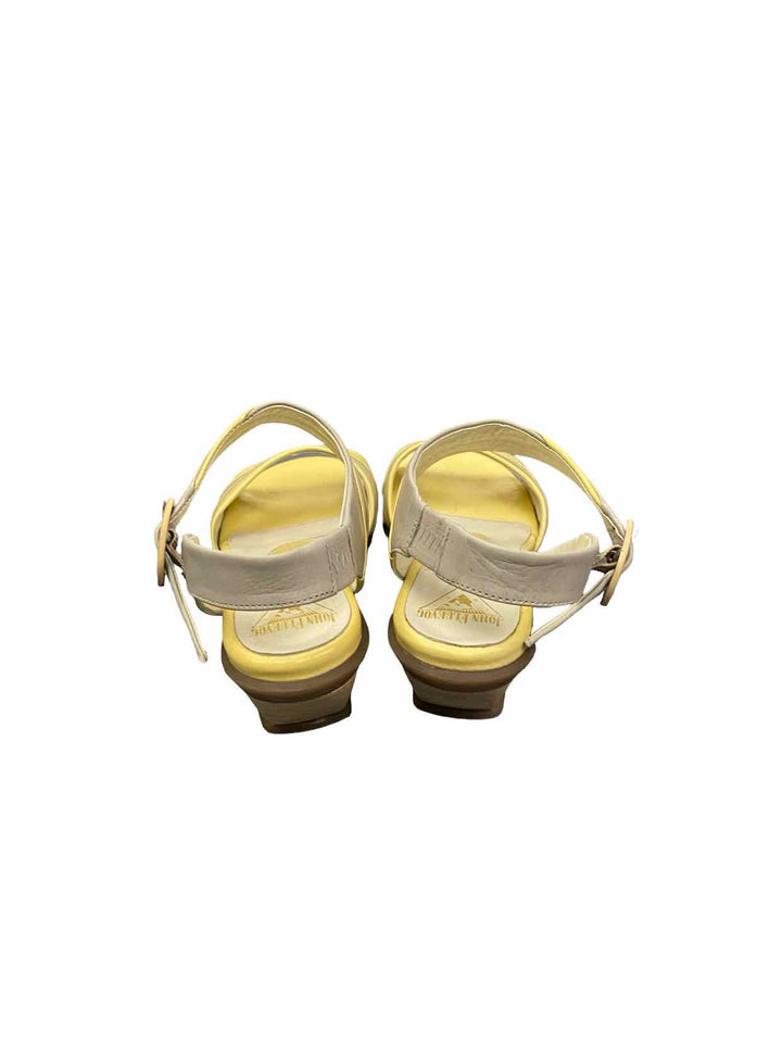 John Fluevog Shoe Size 8.5 Yellow Gray Leather "Wish" Sandals