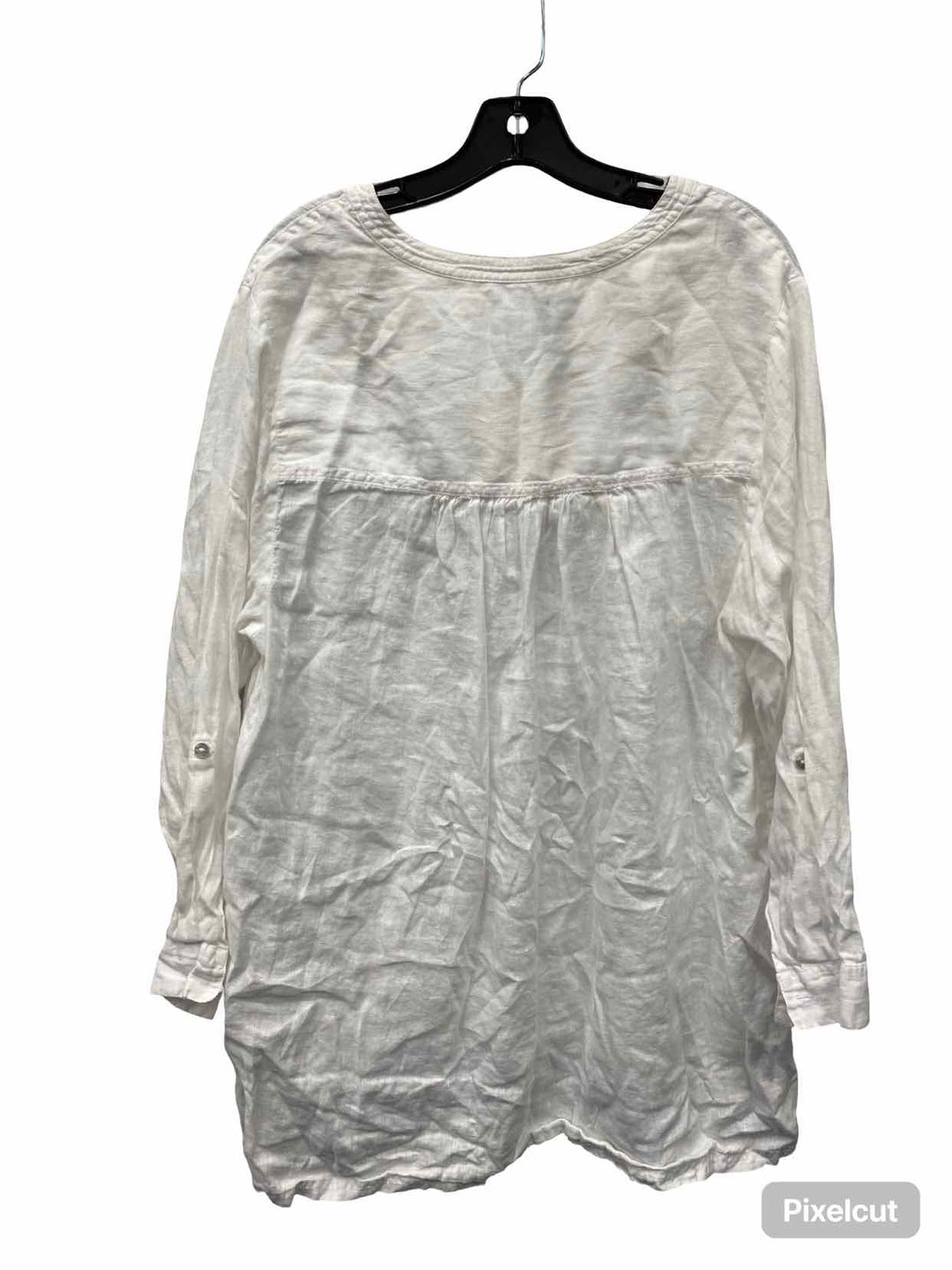 Jones New York Size 1X White 100% Linen Long Sleeve Shirts