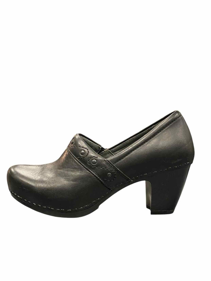 Dansko Shoe Size 41 Black Leather Heeled Clogs