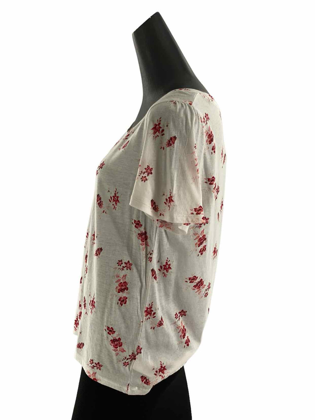 Lucky Brand Size M White Red Print Short Sleeve Shirts