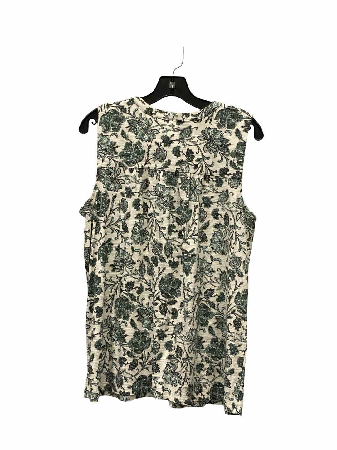 J Jill Size L Green White Floral Tank Top