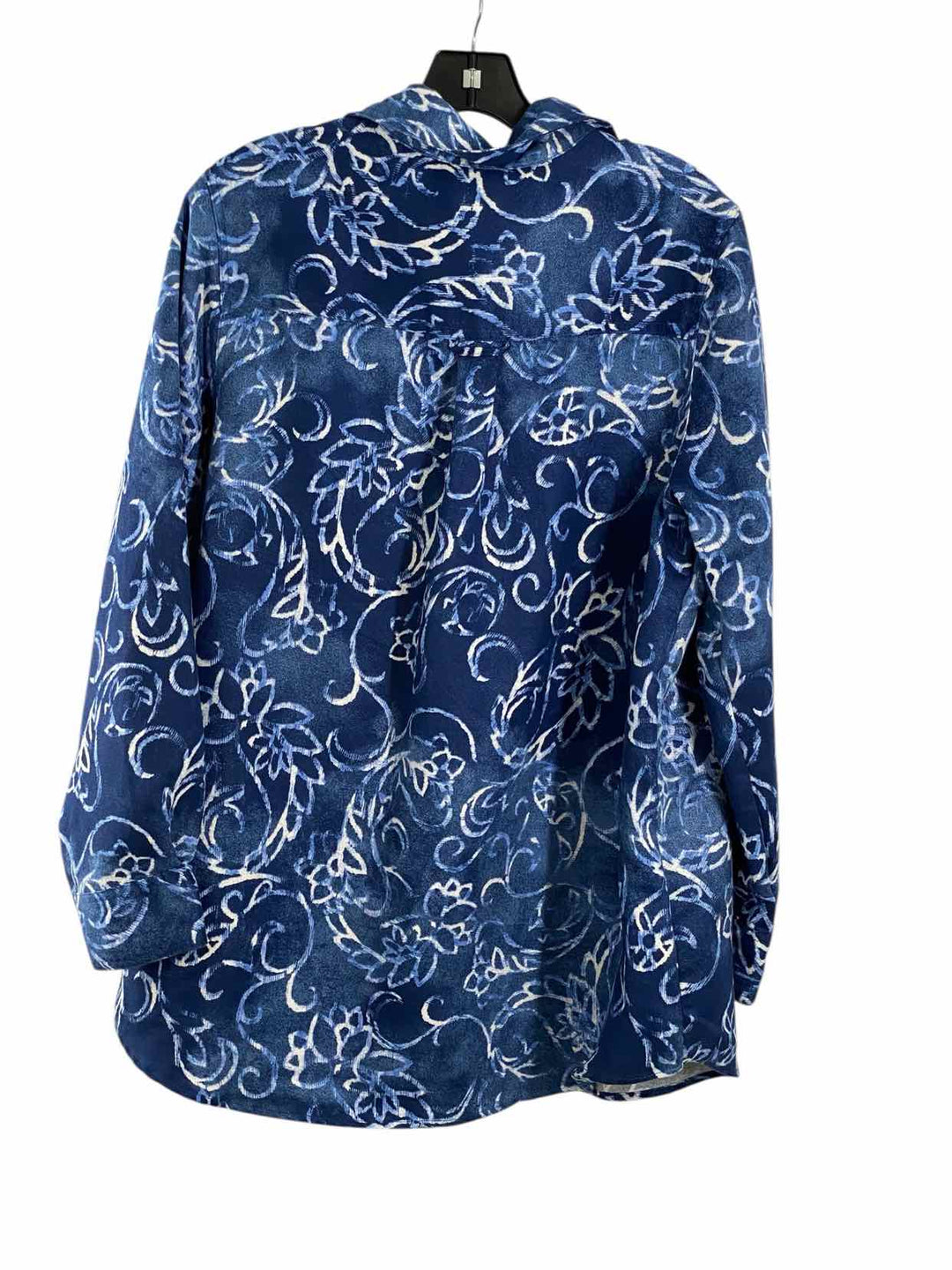 Women Within Size 14 Blue Print Long Sleeve Shirts