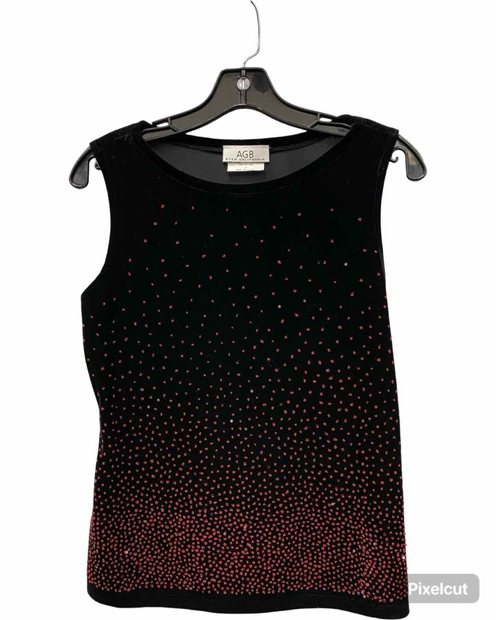 AGB Size S Black Red Sparkly Tank Top