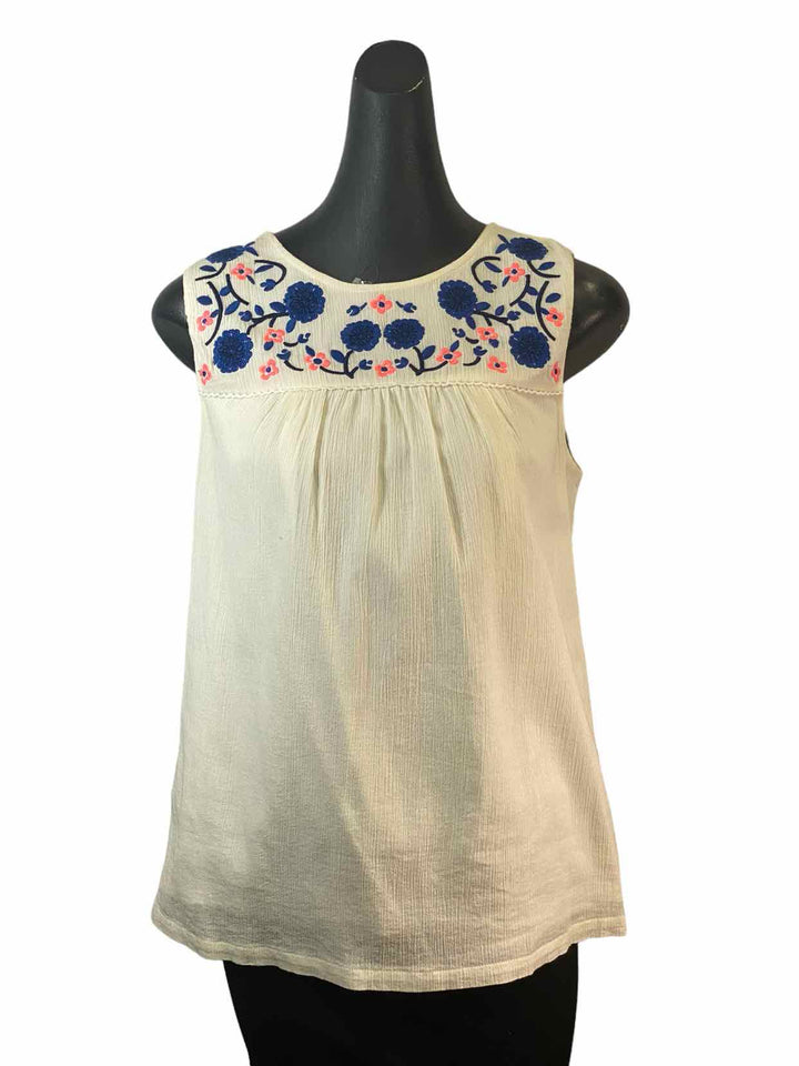 Unknown Brand Size M Cream Embroidered Tank Top