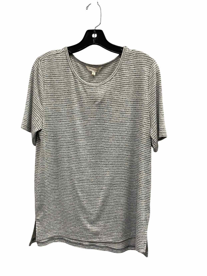 Banana Republic Size M Grey White Stripe Short Sleeve Shirts