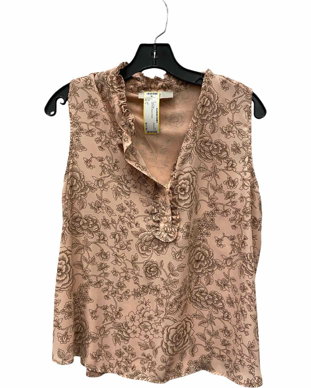 Loft Size L Light Pink Brown Floral Tank Top