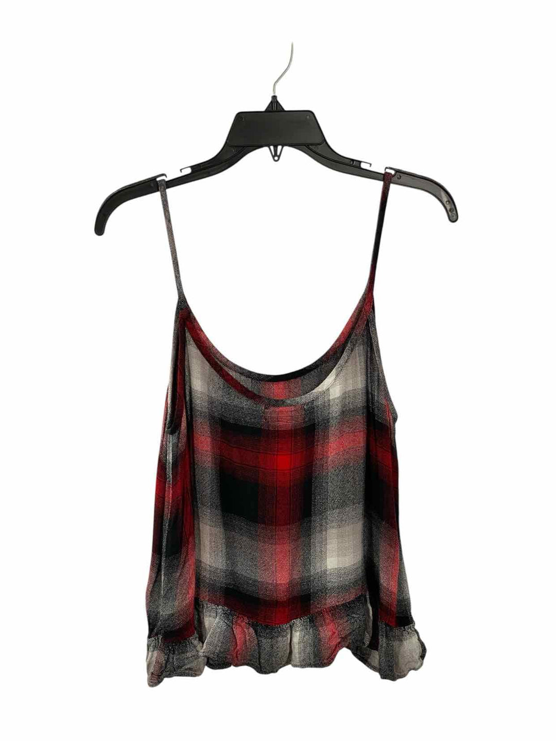 Cloth & Stone Size M Red White & Grey Plaid Rayon Tank Top