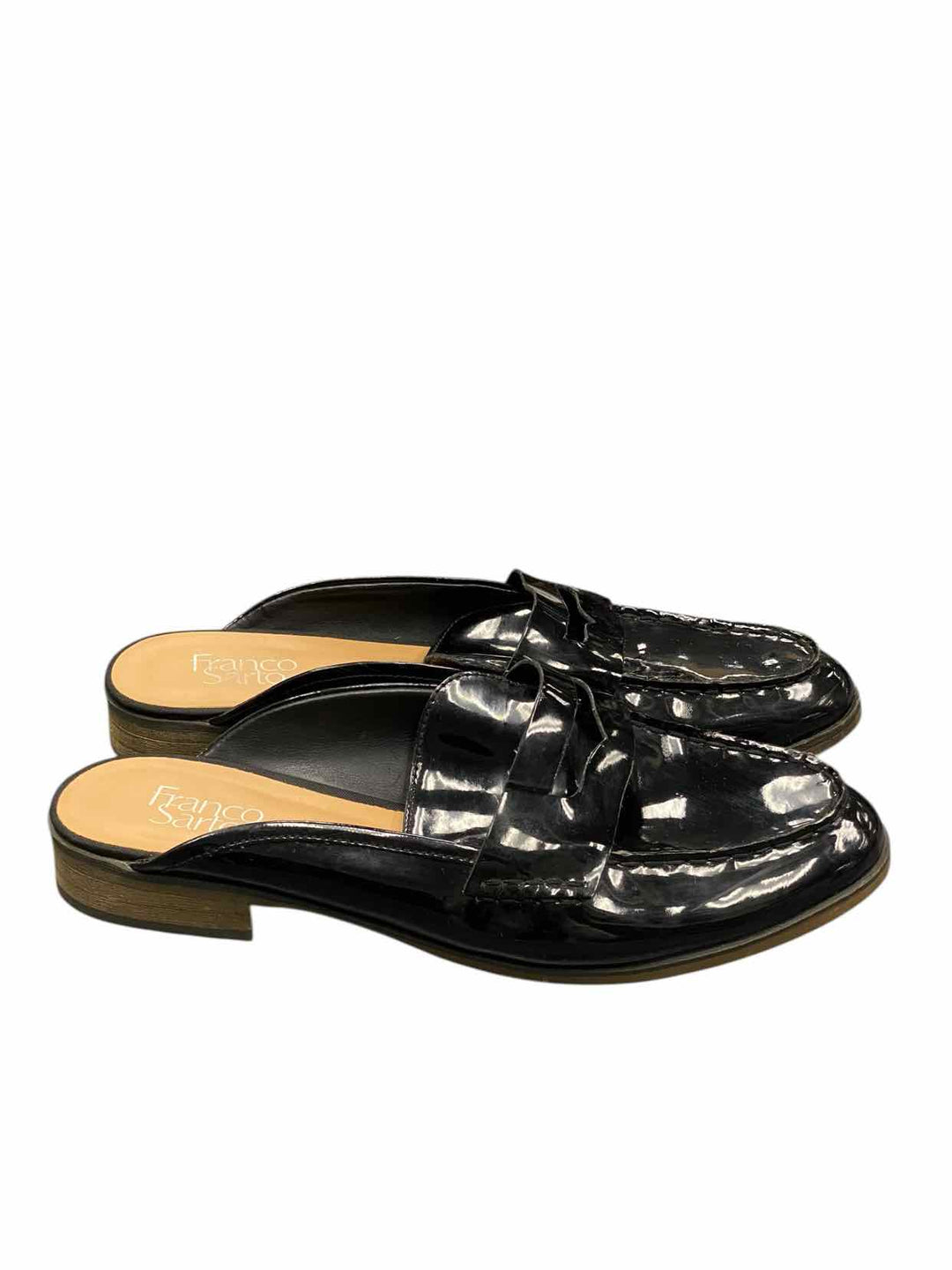 Franco Sarto Shoe Size 11 Black Patent Leather Mule Loafer Loafers