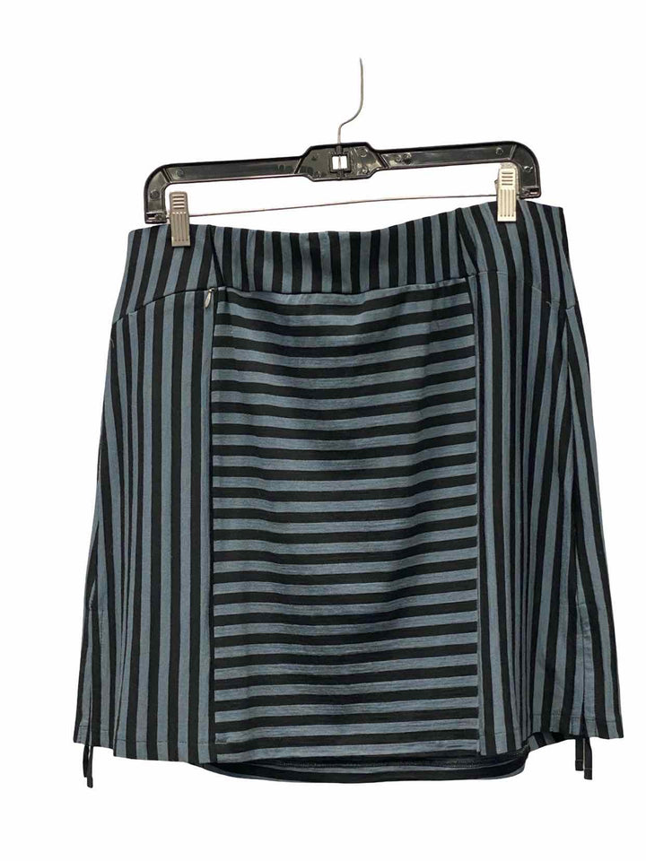 ibex Size L Black Blue Striped 100% Merino Wool Skirt
