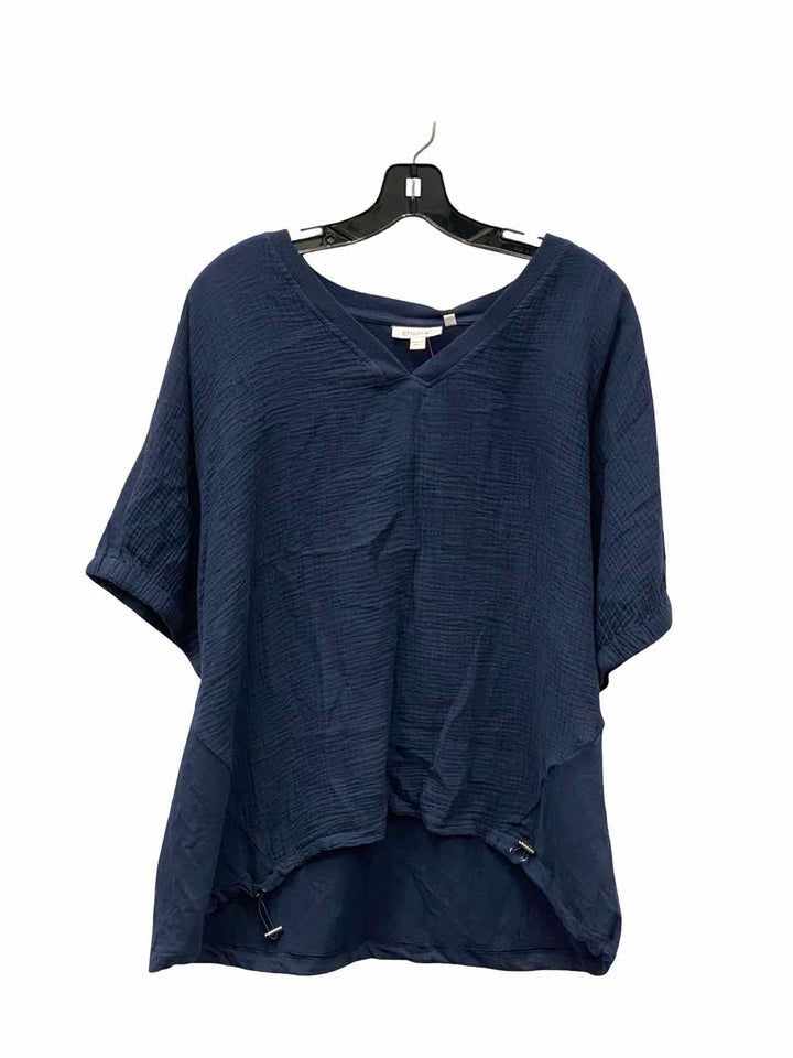Chico's Size 3(16-18) Navy Short Sleeve Shirts