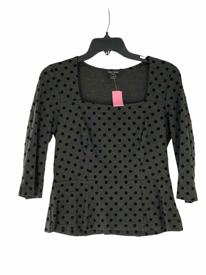 White House Black Market Size S Gray Black Polka Dot Long Sleeve Shirts