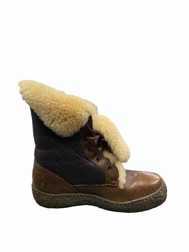 Born Shoe Size 6 Brown Leather Shearling Lining Boots(Ankle)