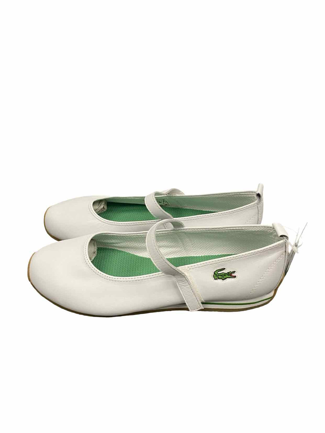 Lacoste Shoe Size 8.5 White Leather Antibes Mary Jane Flats
