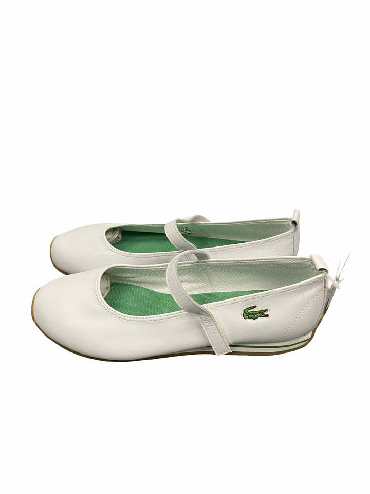 Lacoste Shoe Size 8.5 White Leather Antibes Mary Jane Flats