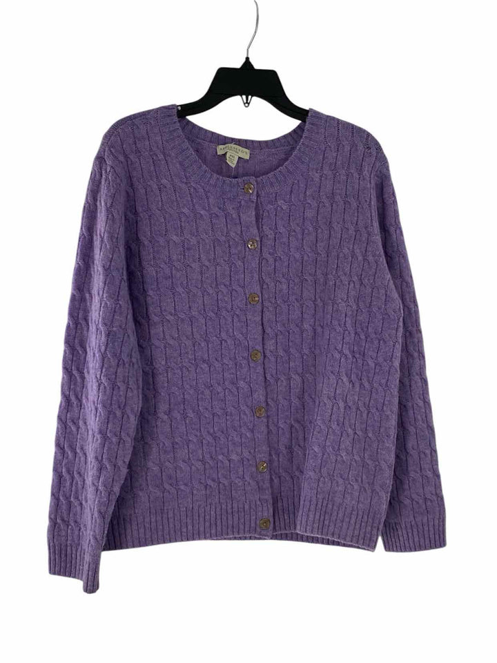 Appleseed's Size PXL Purple Cable Knit 100% Wool Sweater